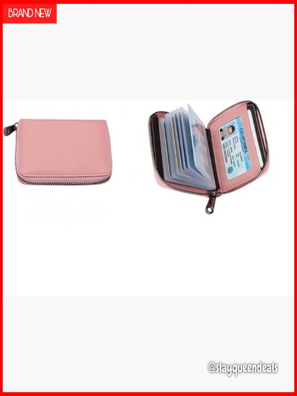 Genuine Leather RFID Blocking Card Holder with 20 Slots and Zipper